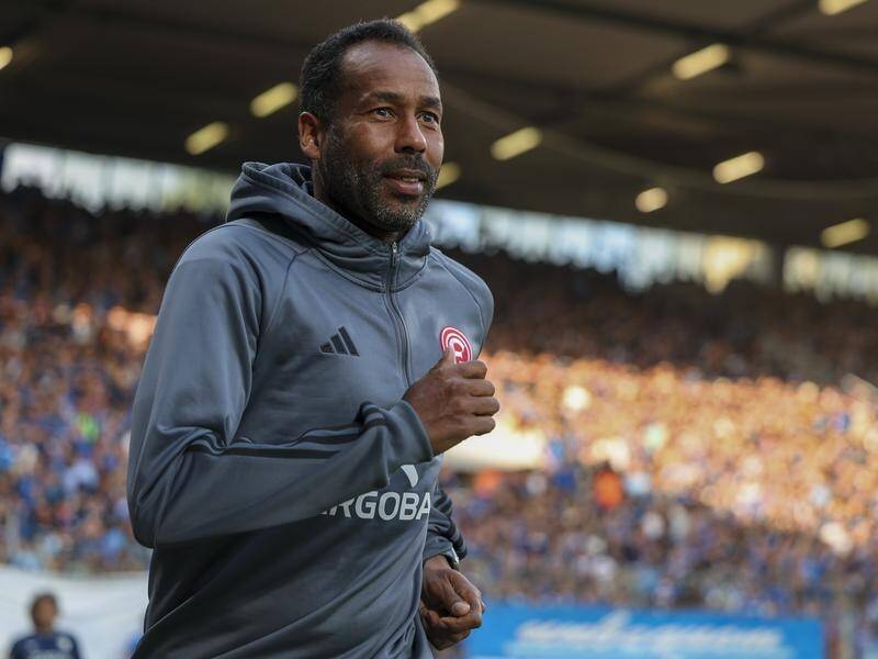 Dusseldorf head coach Daniel Thioune is one result away from leading his team to the Bundesliga. (EPA PHOTO)