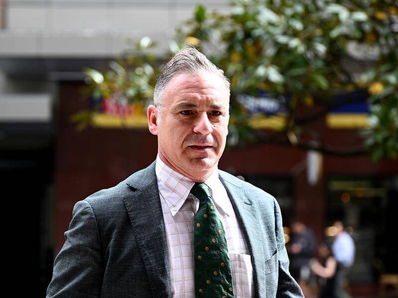 Former TV host Andrew O'Keefe told a court he was too sick to "karate kick" anyone. (Dan Himbrechts/AAP PHOTOS)