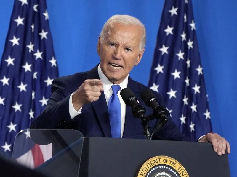 President Joe Biden made clear at the news conference that he did not plan to step aside. (AP PHOTO)