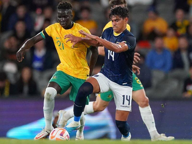 Socceroo Garang Kuol will hope to put European club problems aside and star for the Olyroos in Asia. (Scott Barbour/AAP PHOTOS)
