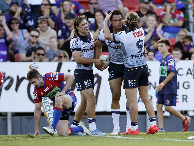 Melbourne have hammered Newcastle in a nine-try NRL romp at McDonald Jones Stadium.