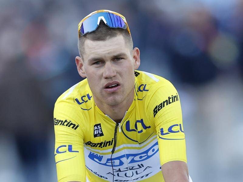 Australian Luke Plapp looking good in yellow as the peloton rode the fifth stage of the Paris-Nice. (EPA PHOTO)