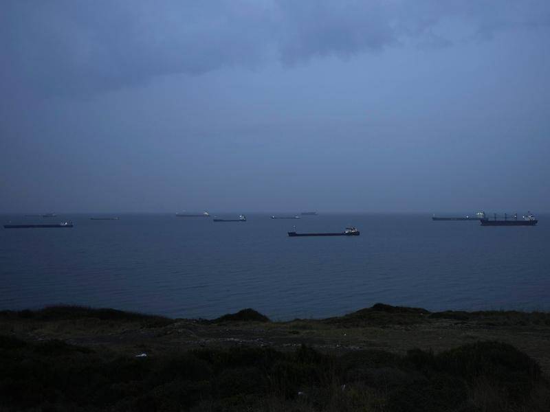 Bad weather initially delayed air and sea searches for a sunken cargo ship off the Turkish coast. (AP PHOTO)