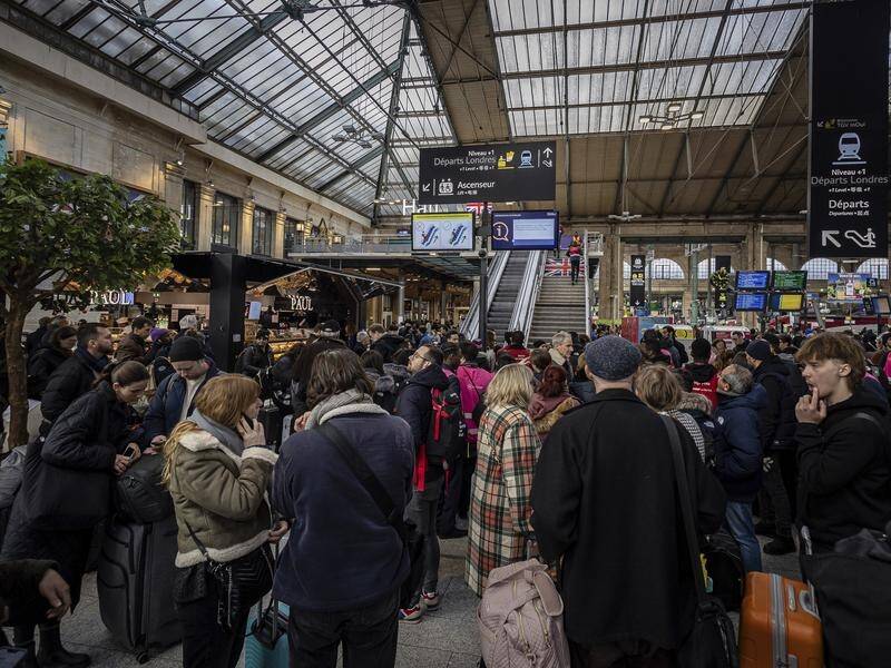 Eurostar passengers have been stranded in Paris after high-speed services in the UK were cancelled. (AP PHOTO)