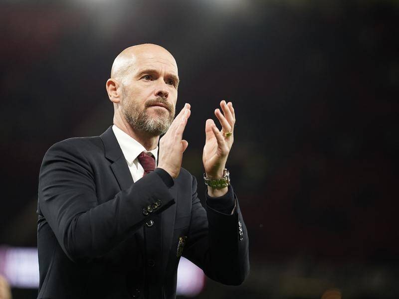 Manchester United coach Erik ten Hag won't talk about his future when there's the FA Cup to be won. (AP PHOTO)