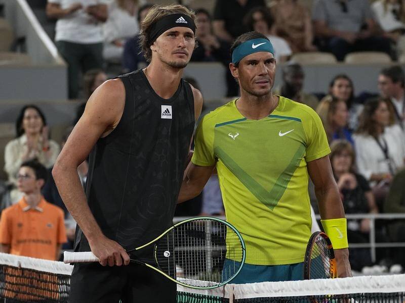 Rafael Nadal (R) and Alexander Zverev are set for a blockbuster first-round match at Roland Garros. (AP PHOTO)