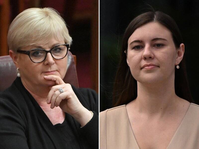 Liberal Senator Linda Reynolds (left) could expand her legal case against Brittany Higgins. (Mick Tsikas/AAP PHOTOS)