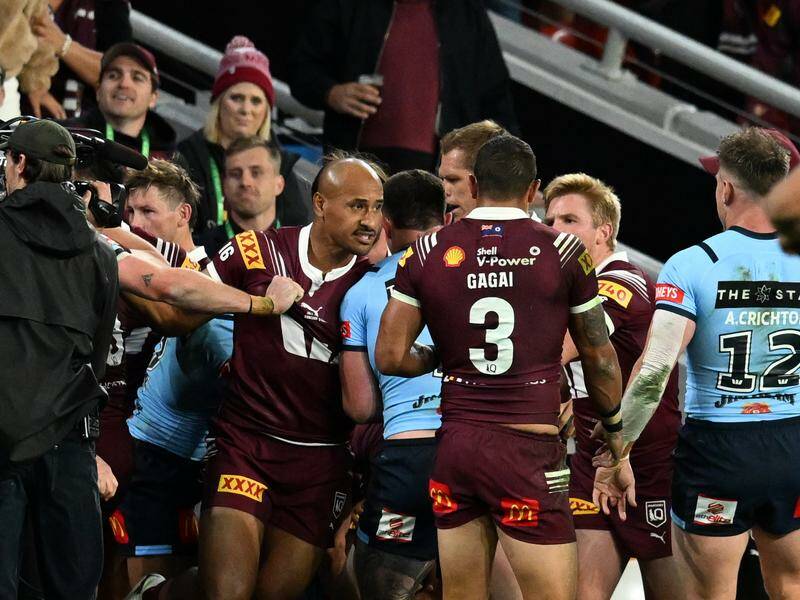 Tensions boiled over in a spiteful and hard-fought State of Origin III decider at Suncorp Stadium. Photo: Darren England/AAP PHOTOS
