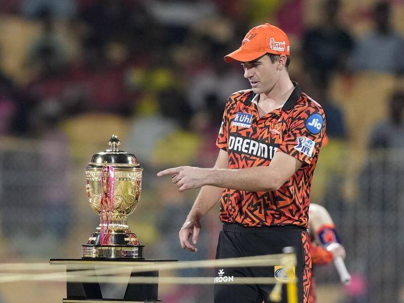 The IPL trophy is so close for Hyderabad's captain Pat Cummins that he can almost touch it. (AP PHOTO)