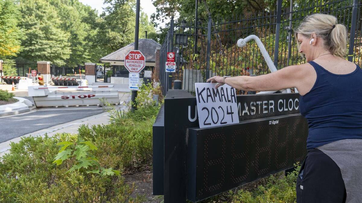 People are already changing their signs from Biden to Harris for the 2024 US election race. (AP PHOTO)