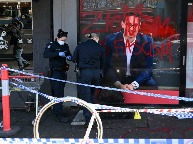 Two teenagers have been charged with criminal damage over an attack on Labor MP Josh Burns' office. Photo: Joel Carrett/AAP PHOTOS