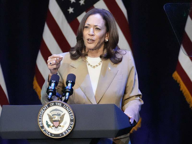 Vice President Kamala Harris presidential campaign has raised more than $A300m in a week. Photo: AP PHOTO