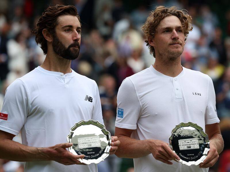 Jordan Thompson and Max Purcell were crestfallen after losing their Wimbledon men's doubles final. (EPA PHOTO)