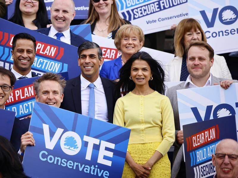 A new betting scandal has damaged Rishi Sunak's attempts to catch Labour in the UK election campaign (AP PHOTO)