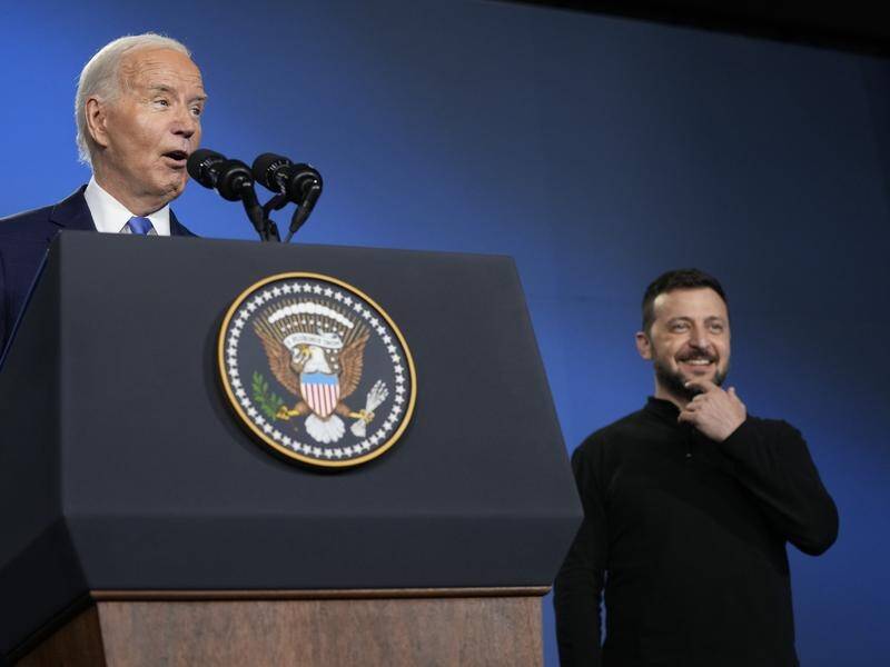 President Joe Biden was mocked for calling Ukraine President Volodymyr Zelenskiy "President Putin". (AP PHOTO)