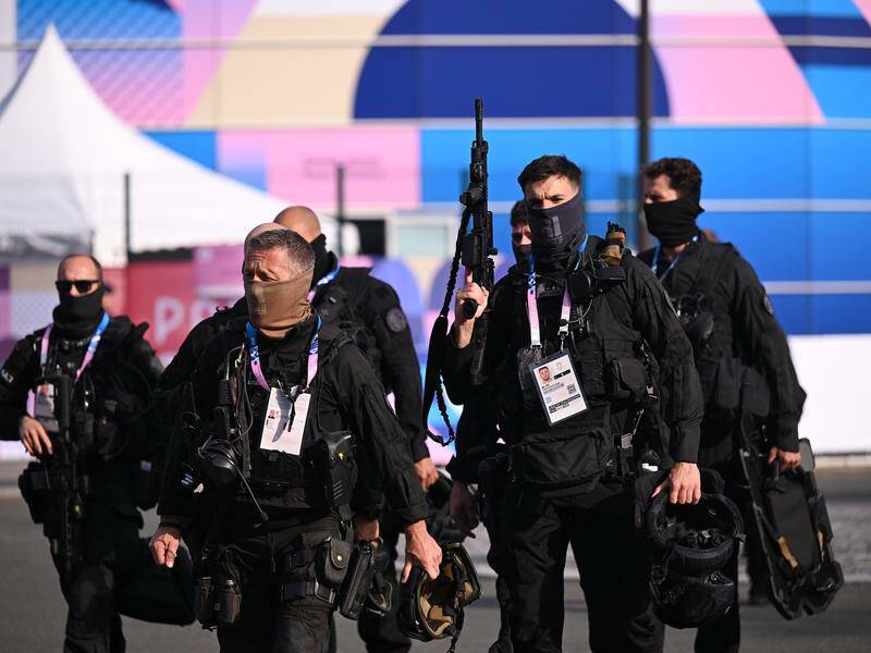 There was a strong security operation for the Olympic soccer match between Israel and Mali. Photo: Dave Hunt/AAP PHOTOS