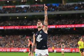 Zac Williams has kicked 10 goals in four games as the Blues sit second on the AFL ladder. (Morgan Hancock/AAP PHOTOS)