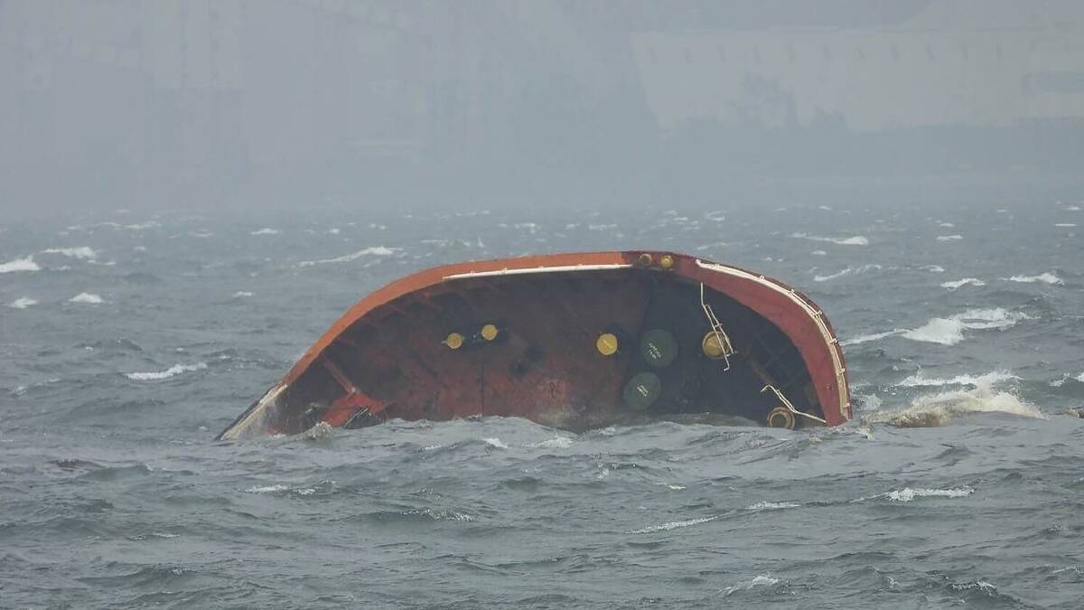 The tanker Terra Nova was carrying about 1.4 million litres of industrial fuel oil when it sank. (AP PHOTO)