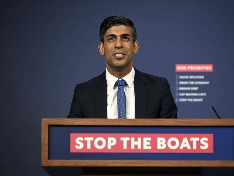 UK Prime Minister Rishi Sunak says he will do "whatever is necessary" to stop boat arrivals. (AP PHOTO)