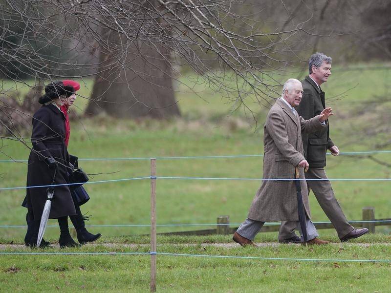 The King and Queen have attended a Christmas Eve church service with Princess Anne and her husband. (AP PHOTO)