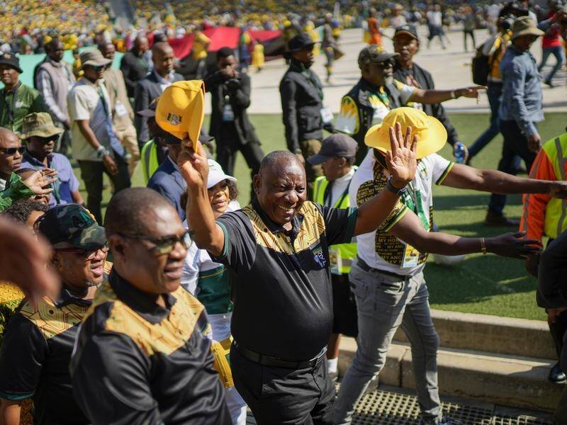President Cyril Ramaphosa could face a leadership challenge if the ANC fares poorly. (AP PHOTO)