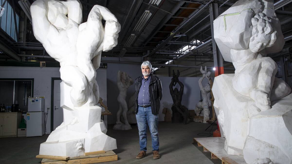 Ante Dabro among the casts of his sculptures. Picture: Keegan Carroll