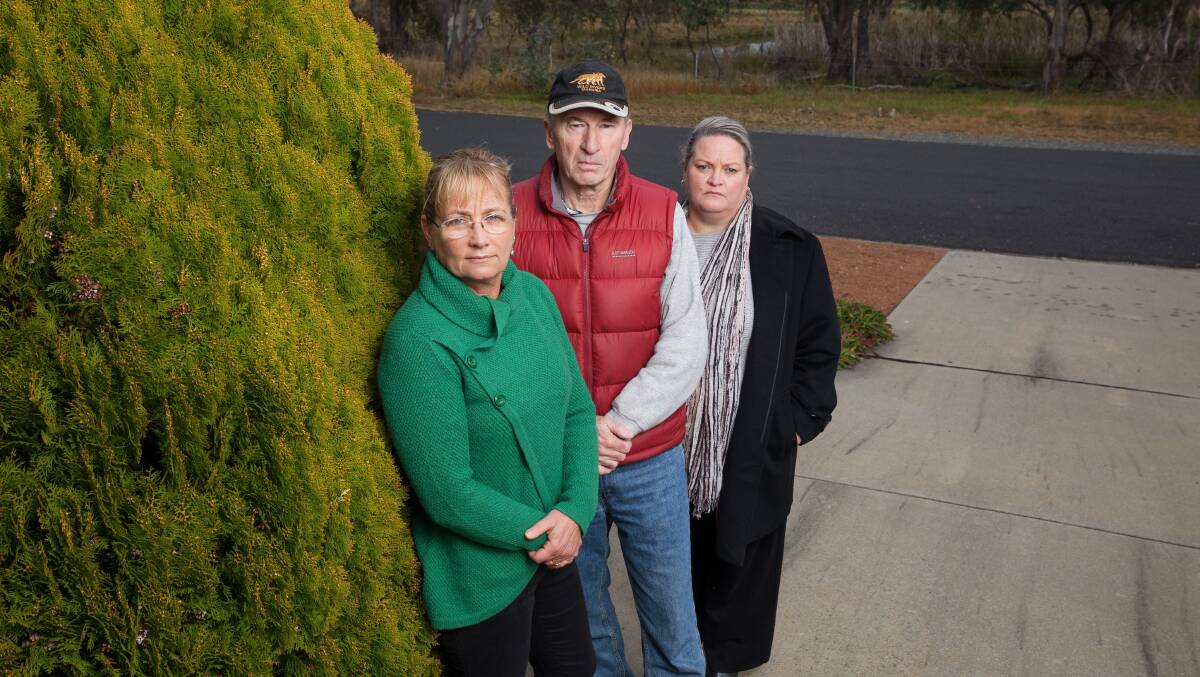 Jerrabombera residents Margot Sachse, Robert Wilson and Anna Murton object to the new Vikings club to be built across the road. Picture by Sitthixay Ditthavong