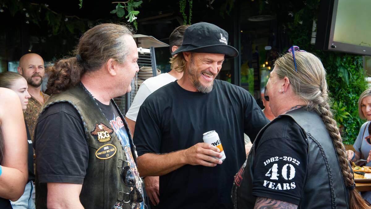 In March, Travis Fimmel met fans, Aron de Bear and Kerri Eckhardt at The Dock in Kingston to promote new beer 'Travla'. Picture by Elesa Kurtz