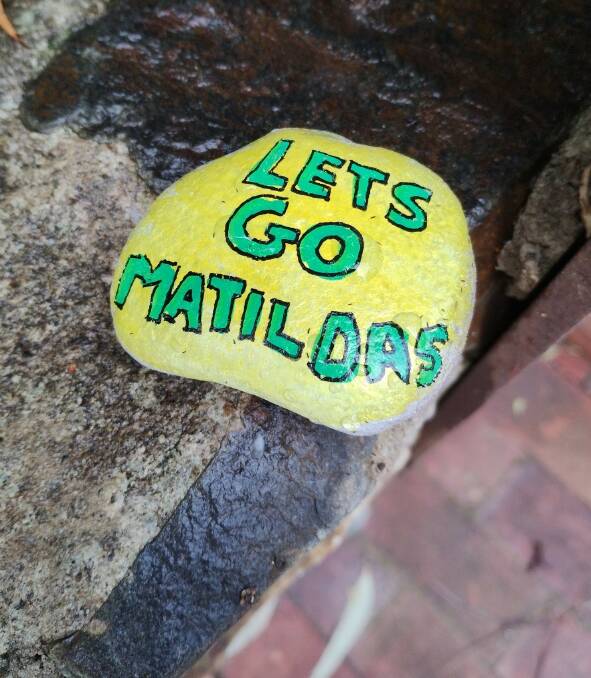A rock painted in support of the Matildas. Picture supplied