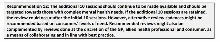 The independent review of the Better Access program recommended the 10 sessions continue. Supplied picture