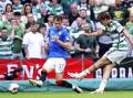 Celtic's Matt O'Riley scoring in what effectively was a Scottish title-clinching win over Rangers. (AP PHOTO)