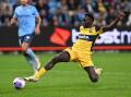 Mariners striker Alou Kuol (pictured) has been accused of punching Sydney FC captain Luke Brattan. (Dean Lewins/AAP PHOTOS)