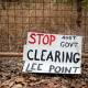 Land clearing for defence housing at Lee Point, near Darwin, is continuing despite protests. (Esther Linder/AAP PHOTOS)