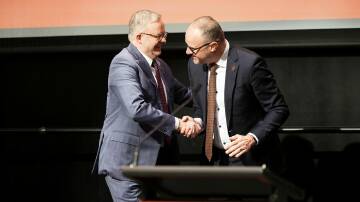 Prime Minister Anthony Albanese and ACT Chief Minister Andrew Barr at last year's ACT Labor conference. Picture by Sitthixay Ditthavong